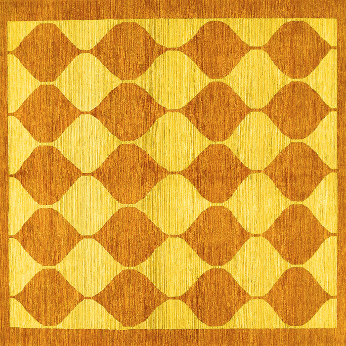 Square Machine Washable Abstract Yellow Contemporary Rug, wshcon392yw