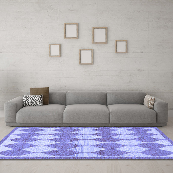 Machine Washable Abstract Blue Contemporary Rug in a Living Room, wshcon392blu