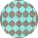 Round Abstract Light Blue Contemporary Rug, con392lblu