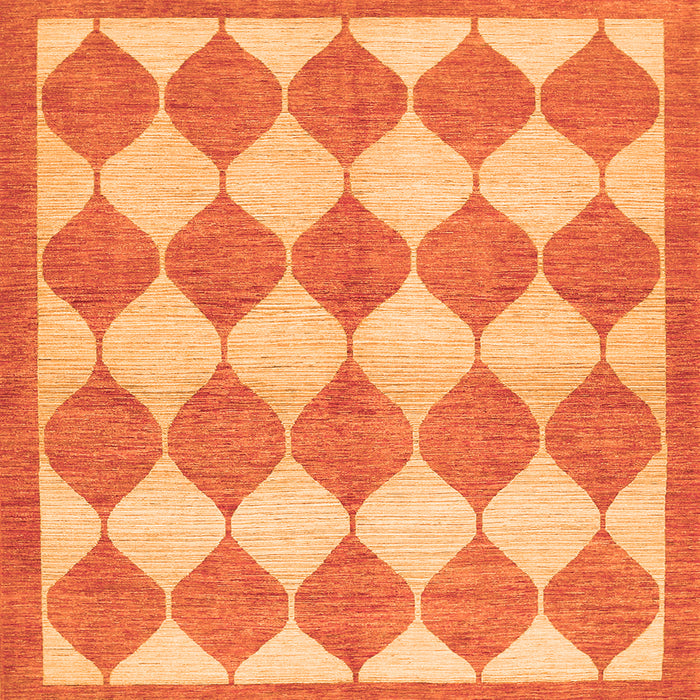Round Machine Washable Abstract Orange Contemporary Area Rugs, wshcon392org