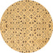 Round Abstract Brown Contemporary Rug, con393brn