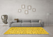 Machine Washable Abstract Yellow Contemporary Rug in a Living Room, wshcon393yw