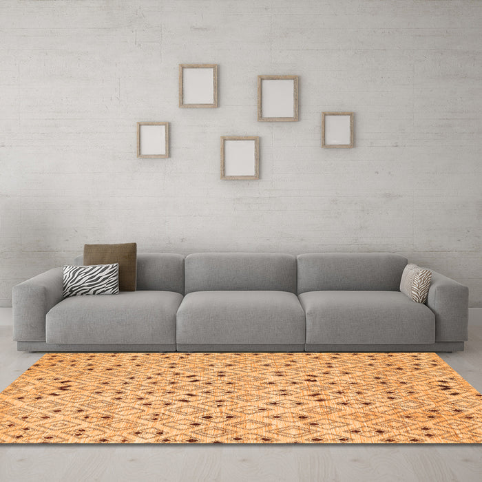 Machine Washable Abstract Orange Contemporary Area Rugs in a Living Room, wshcon393org