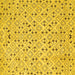 Square Machine Washable Abstract Yellow Contemporary Rug, wshcon393yw