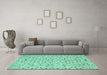 Machine Washable Abstract Turquoise Contemporary Area Rugs in a Living Room,, wshcon393turq