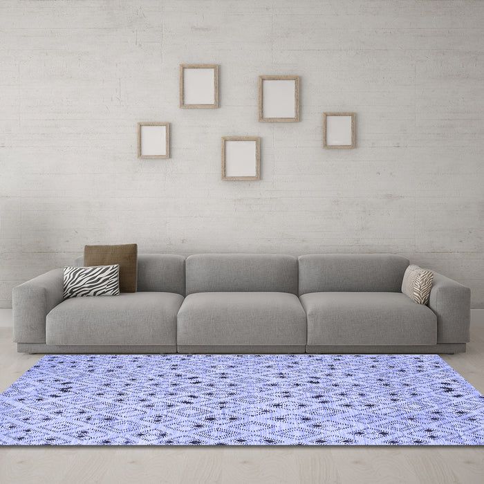 Machine Washable Abstract Blue Contemporary Rug in a Living Room, wshcon393blu