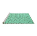 Sideview of Machine Washable Abstract Turquoise Contemporary Area Rugs, wshcon393turq