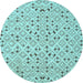 Round Machine Washable Abstract Light Blue Contemporary Rug, wshcon393lblu