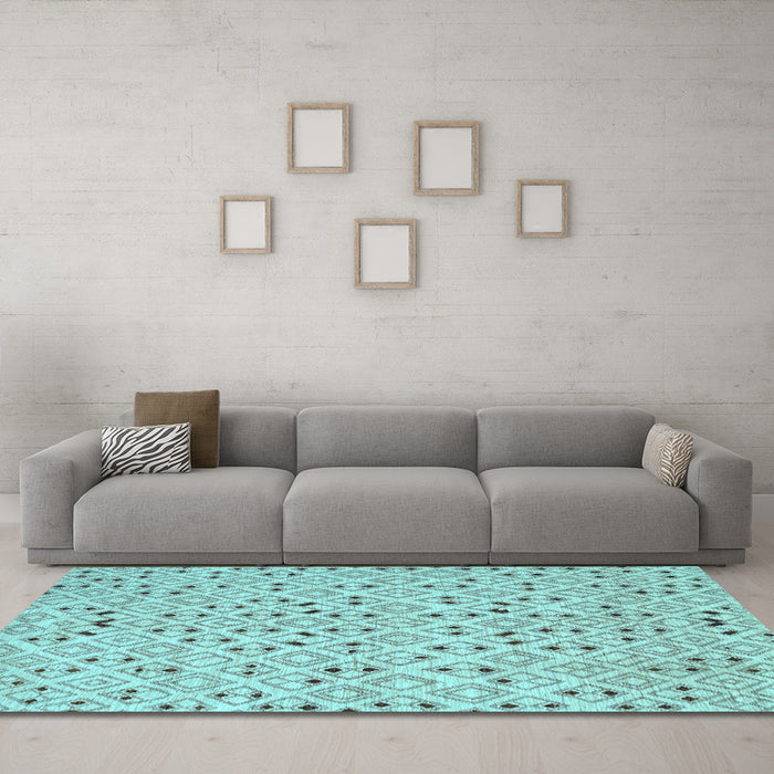 Machine Washable Abstract Light Blue Contemporary Rug in a Living Room, wshcon393lblu