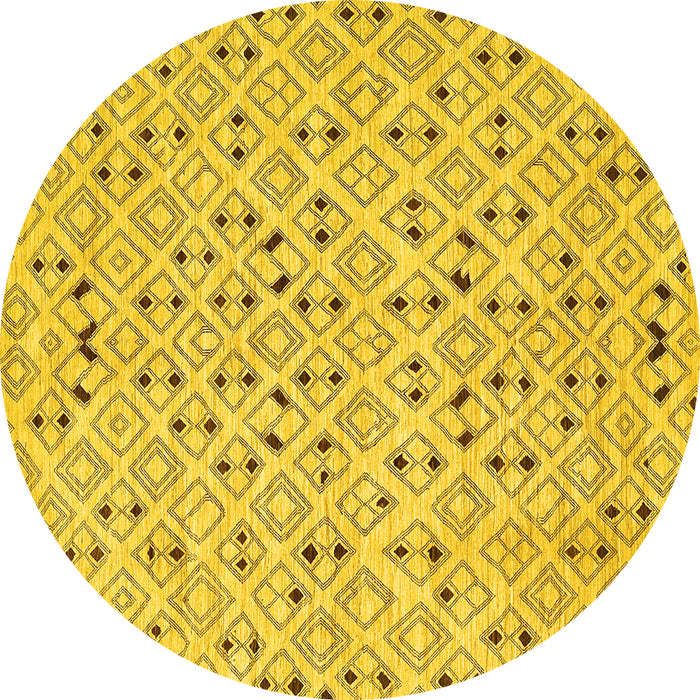 Round Abstract Yellow Contemporary Rug, con393yw