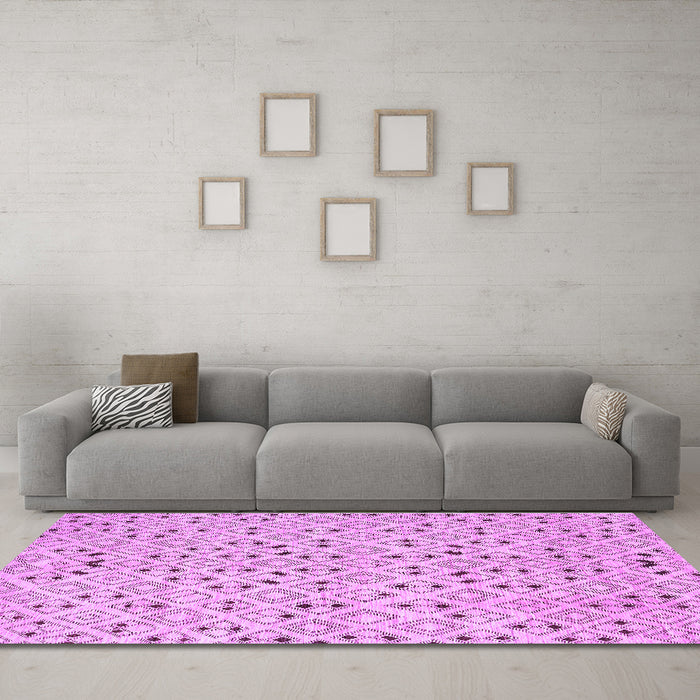 Machine Washable Abstract Purple Contemporary Area Rugs in a Living Room, wshcon393pur