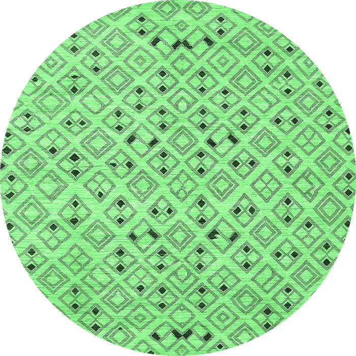 Round Abstract Emerald Green Contemporary Rug, con393emgrn