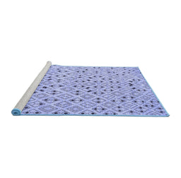 Sideview of Machine Washable Abstract Blue Contemporary Rug, wshcon393blu
