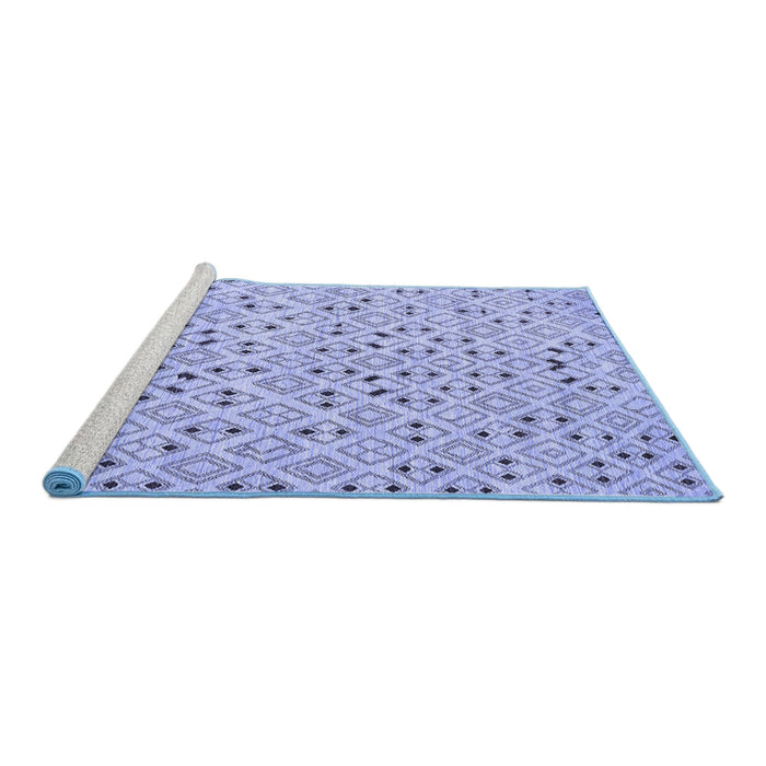 Sideview of Machine Washable Abstract Blue Contemporary Rug, wshcon393blu
