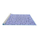 Sideview of Machine Washable Abstract Blue Contemporary Rug, wshcon393blu