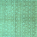 Square Machine Washable Abstract Turquoise Contemporary Area Rugs, wshcon394turq