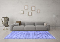 Machine Washable Abstract Blue Contemporary Rug, wshcon394blu