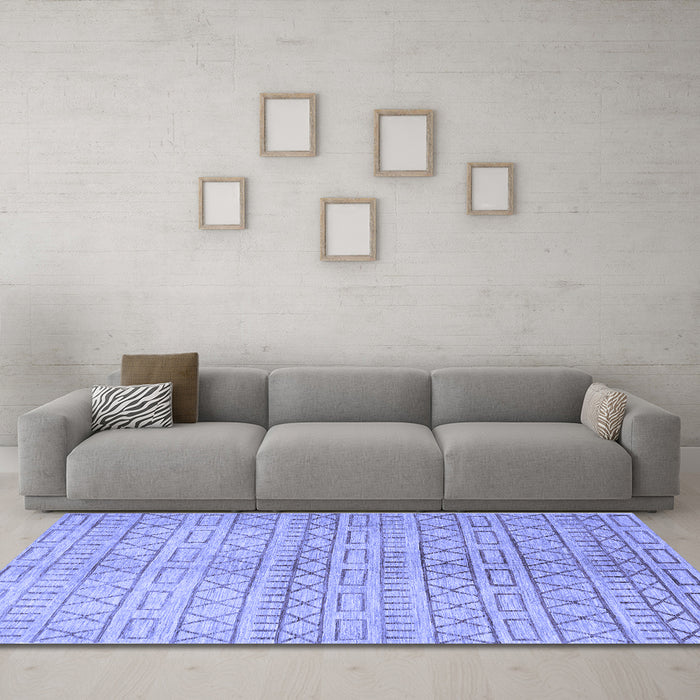 Machine Washable Abstract Blue Contemporary Rug in a Living Room, wshcon394blu