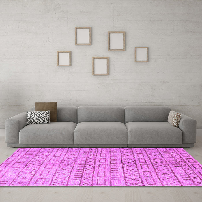 Machine Washable Abstract Purple Contemporary Area Rugs in a Living Room, wshcon394pur