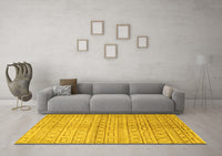 Machine Washable Abstract Yellow Contemporary Rug, wshcon394yw