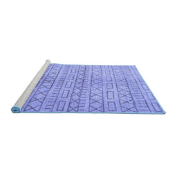 Sideview of Machine Washable Abstract Blue Contemporary Rug, wshcon394blu