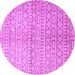 Round Machine Washable Abstract Purple Contemporary Area Rugs, wshcon394pur