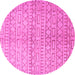 Round Abstract Pink Contemporary Rug, con394pnk