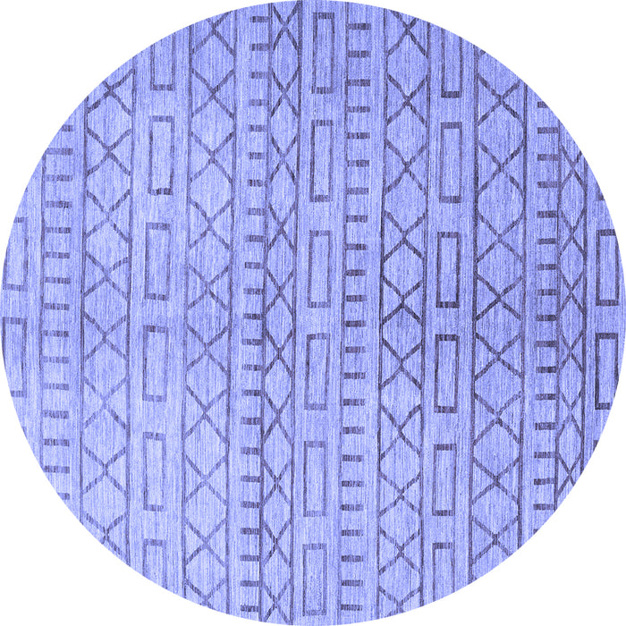 Round Abstract Blue Contemporary Rug, con394blu