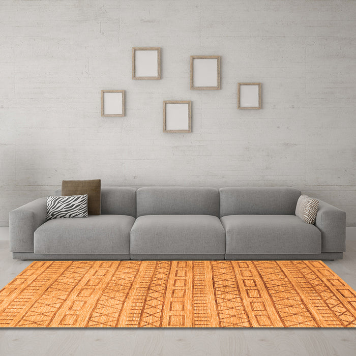 Machine Washable Abstract Orange Contemporary Area Rugs in a Living Room, wshcon394org