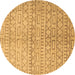 Round Abstract Brown Contemporary Rug, con394brn