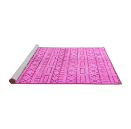 Sideview of Machine Washable Abstract Pink Contemporary Rug, wshcon394pnk