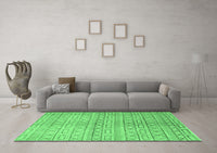 Machine Washable Abstract Emerald Green Contemporary Rug, wshcon394emgrn