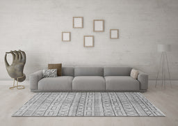 Machine Washable Abstract Gray Contemporary Rug in a Living Room,, wshcon394gry