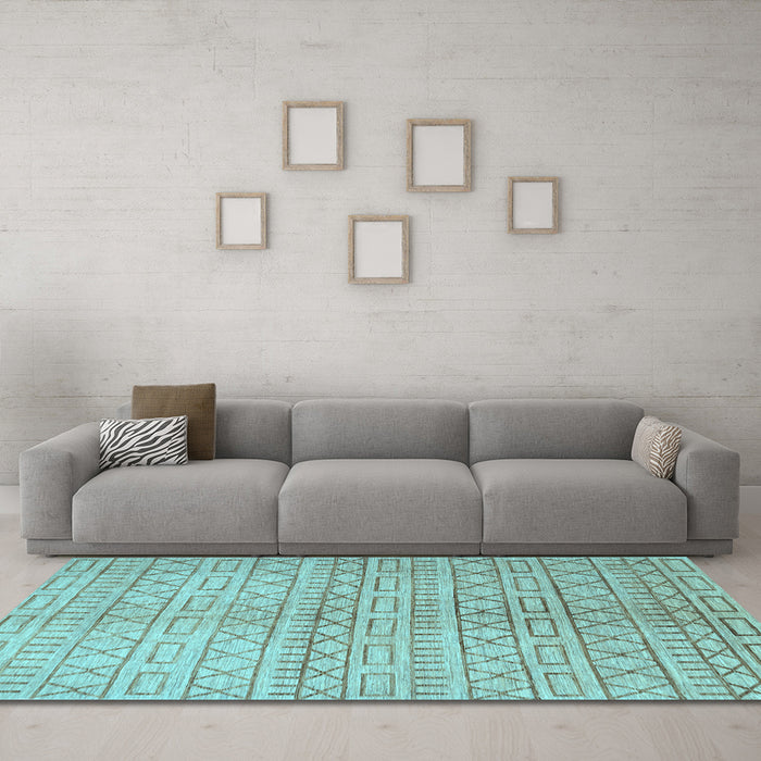 Machine Washable Abstract Light Blue Contemporary Rug in a Living Room, wshcon394lblu