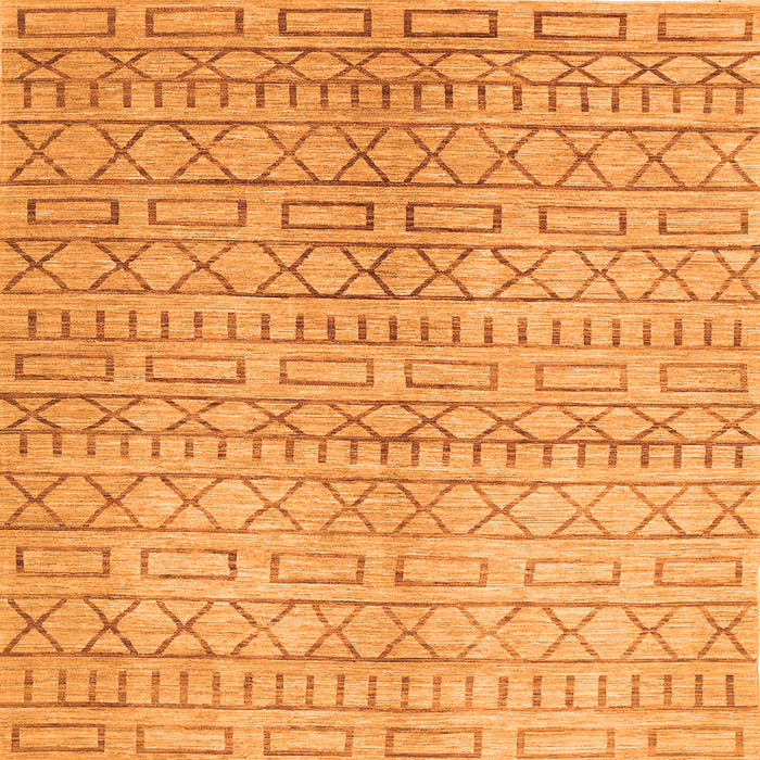 Round Machine Washable Abstract Orange Contemporary Area Rugs, wshcon394org