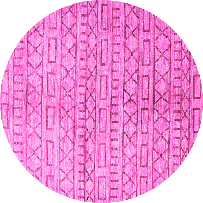 Round Machine Washable Abstract Pink Contemporary Rug, wshcon394pnk