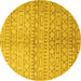 Round Abstract Yellow Contemporary Rug, con394yw