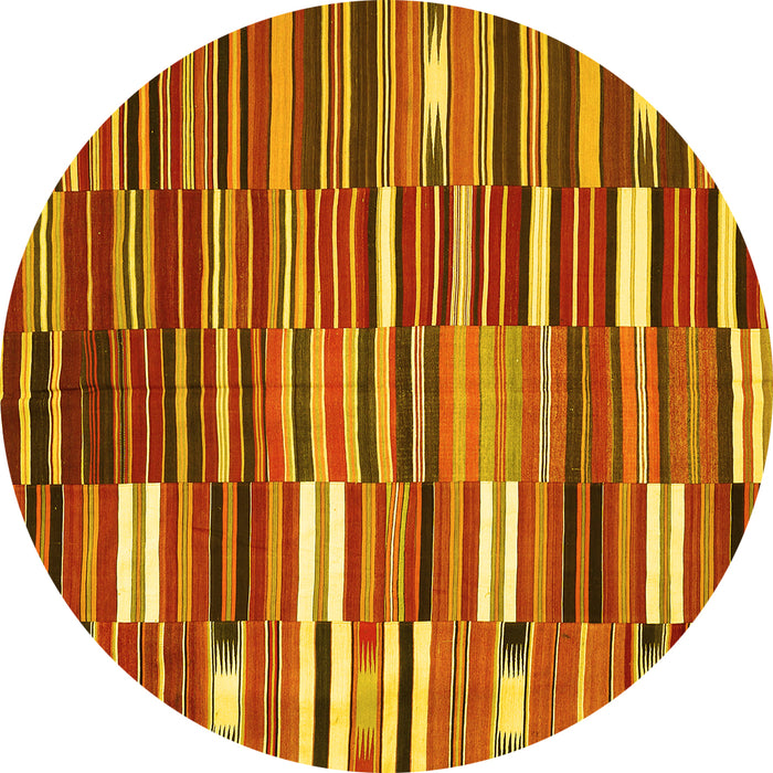 Round Oriental Yellow Traditional Rug, con395yw