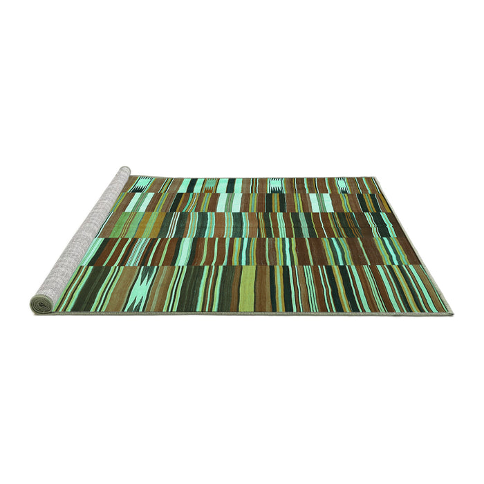 Sideview of Machine Washable Oriental Turquoise Traditional Area Rugs, wshcon395turq