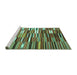 Sideview of Machine Washable Oriental Turquoise Traditional Area Rugs, wshcon395turq