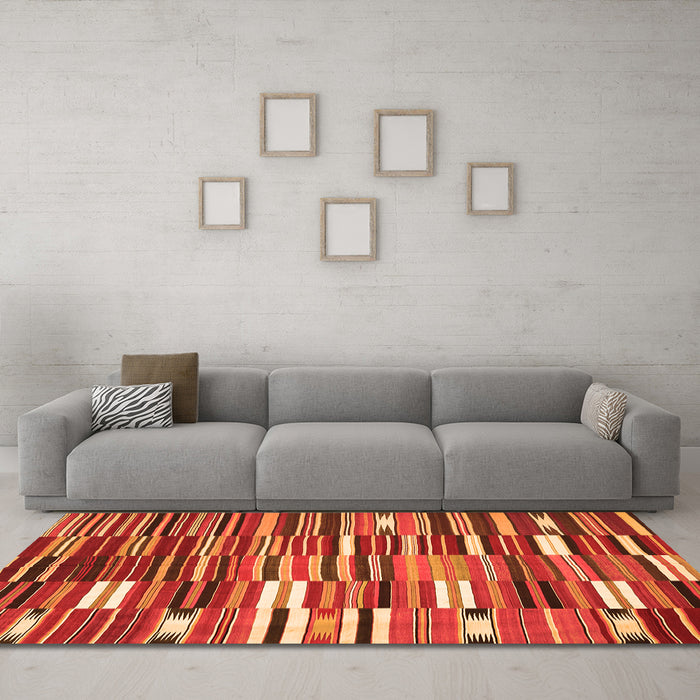 Machine Washable Oriental Orange Traditional Area Rugs in a Living Room, wshcon395org