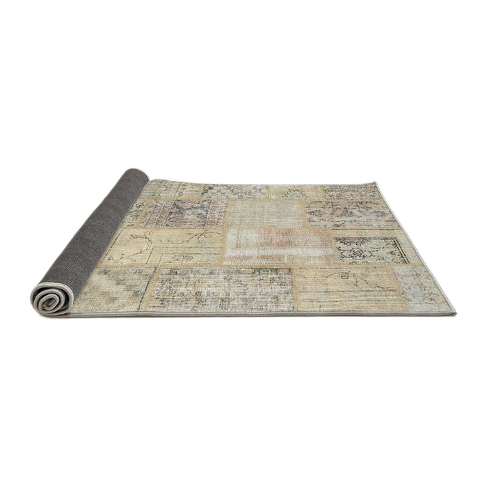Thickness of Contemporary Wheat Beige Patchwork Rug, con397