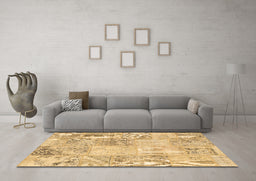 Machine Washable Patchwork Brown Transitional Rug in a Living Room,, wshcon397brn
