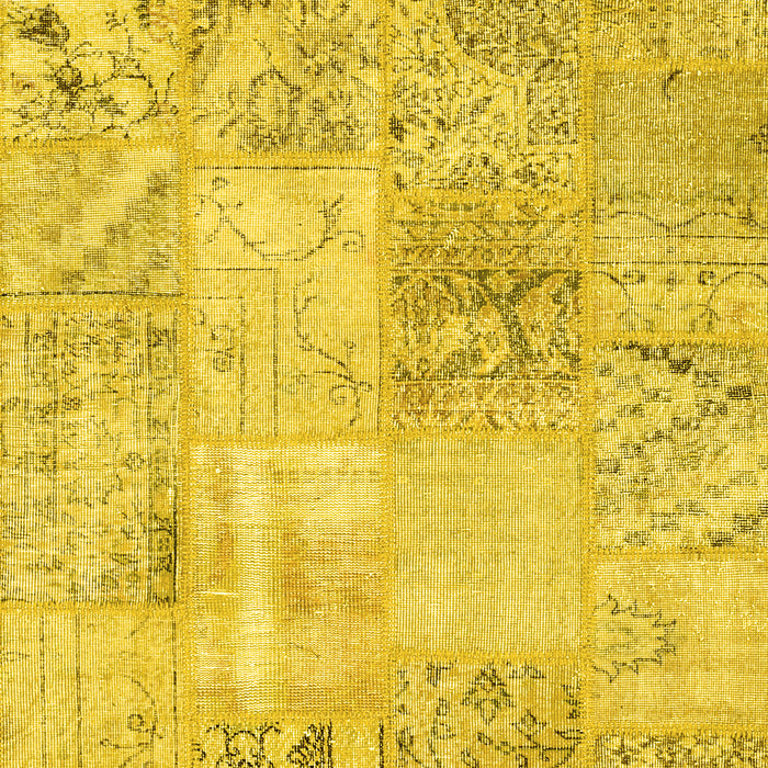 Patchwork Yellow Transitional Rug, con397yw