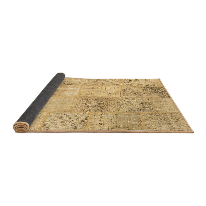Sideview of Patchwork Brown Transitional Rug, con397brn