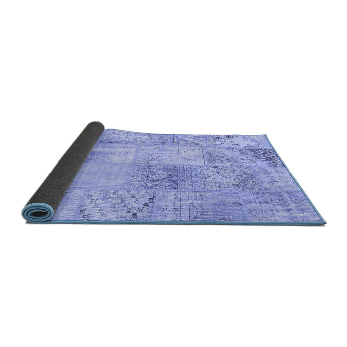 Sideview of Patchwork Blue Transitional Rug, con397blu