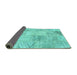 Sideview of Patchwork Turquoise Transitional Rug, con397turq