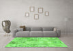 Machine Washable Patchwork Green Transitional Area Rugs in a Living Room,, wshcon397grn