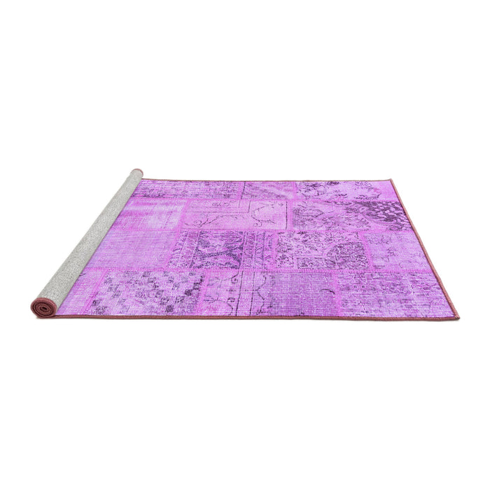 Sideview of Machine Washable Patchwork Purple Transitional Area Rugs, wshcon397pur