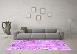 Machine Washable Patchwork Purple Transitional Area Rugs in a Living Room, wshcon397pur